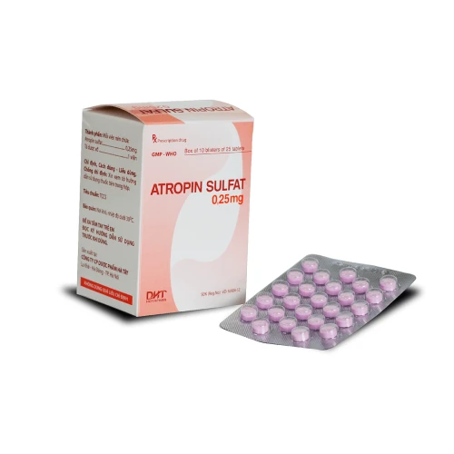 Thuốc Atropin sulfat 0,25mg/1ml (Hộp 100 ống, hộp 50 ống, hộp 20 ống)