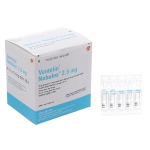 Thuốc Ventolin Nebules Mỗi 2,5ml chứa Salbutamol (dưới dạng Salbutamol sulfat) 2,5mg