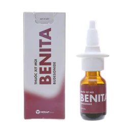 Thuốc Benita Mỗi liều xịt 0,05 ml chứa: Budesonide 64 mcg